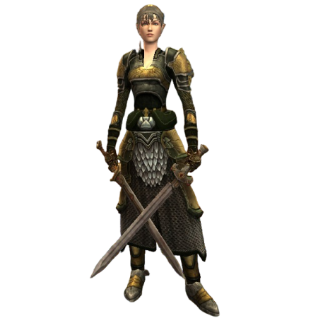 lotro power leveling, female character with swords