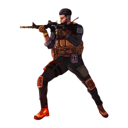 Sell EFT Roubles, Character pointing a gun.