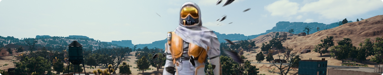 Sell PUBG Mobile Accounts Banner, Character with gas mask