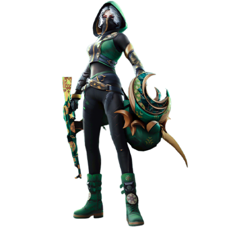 Warrior in green and black suit