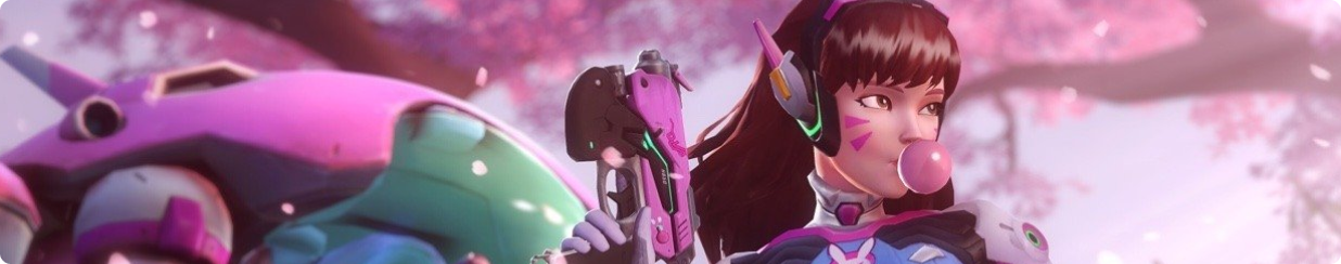Buy Overwatch 2 Accounts, Overwatch 2 Accounts for Sale, Girl chewing bubblegum in pink landscape