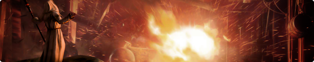 Sell Accounts New-World,  banner - a sorcerer making a big explosion 