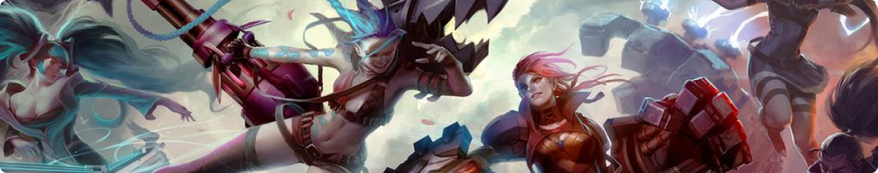 Sell LOL Items Banner, Sona, Jinx, Vi, Caitlyn