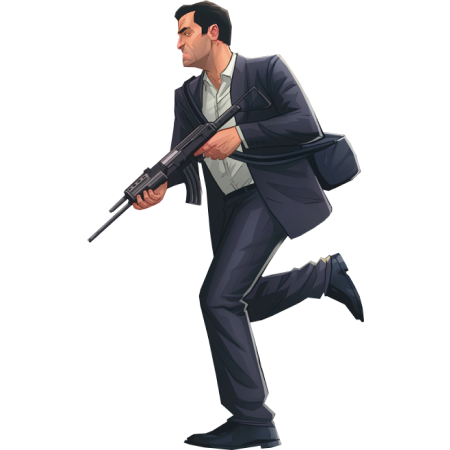 Buy GTA V Accounts, Michael running with Ak103