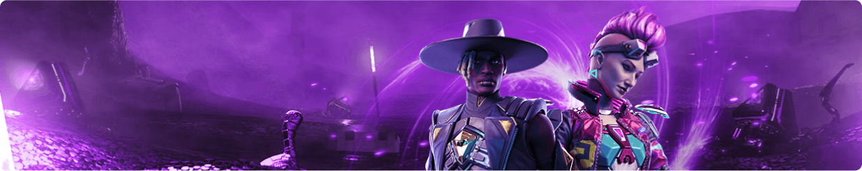 Sell Apex Legends Accounts Banner, Two fighters standing with a purple background