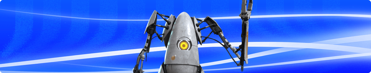 Buy Steam Accounts, Banner with a robot from portal game