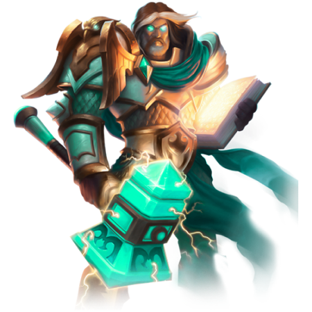 Brilliant blue eyes warrior with hammer