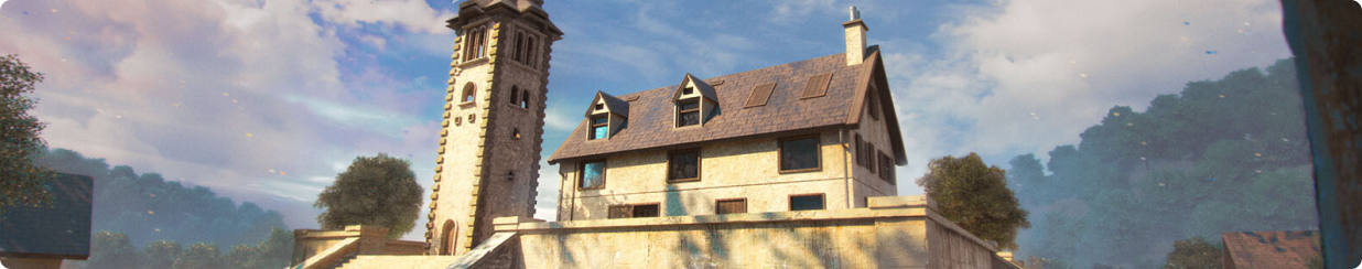 Landscape with european style house