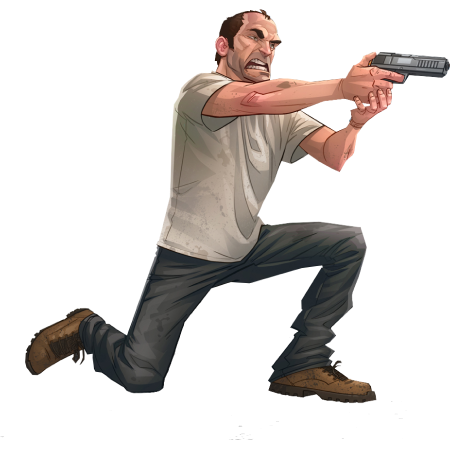 Buy GTA V Accounts, Trevor pointing with his gun