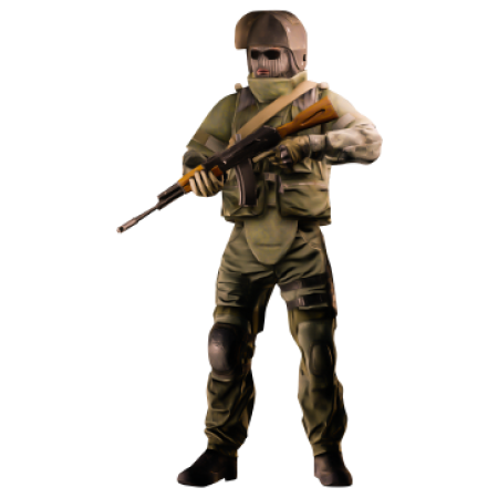 Sell EFT Roubles, Terrorist character holding an AK-47.