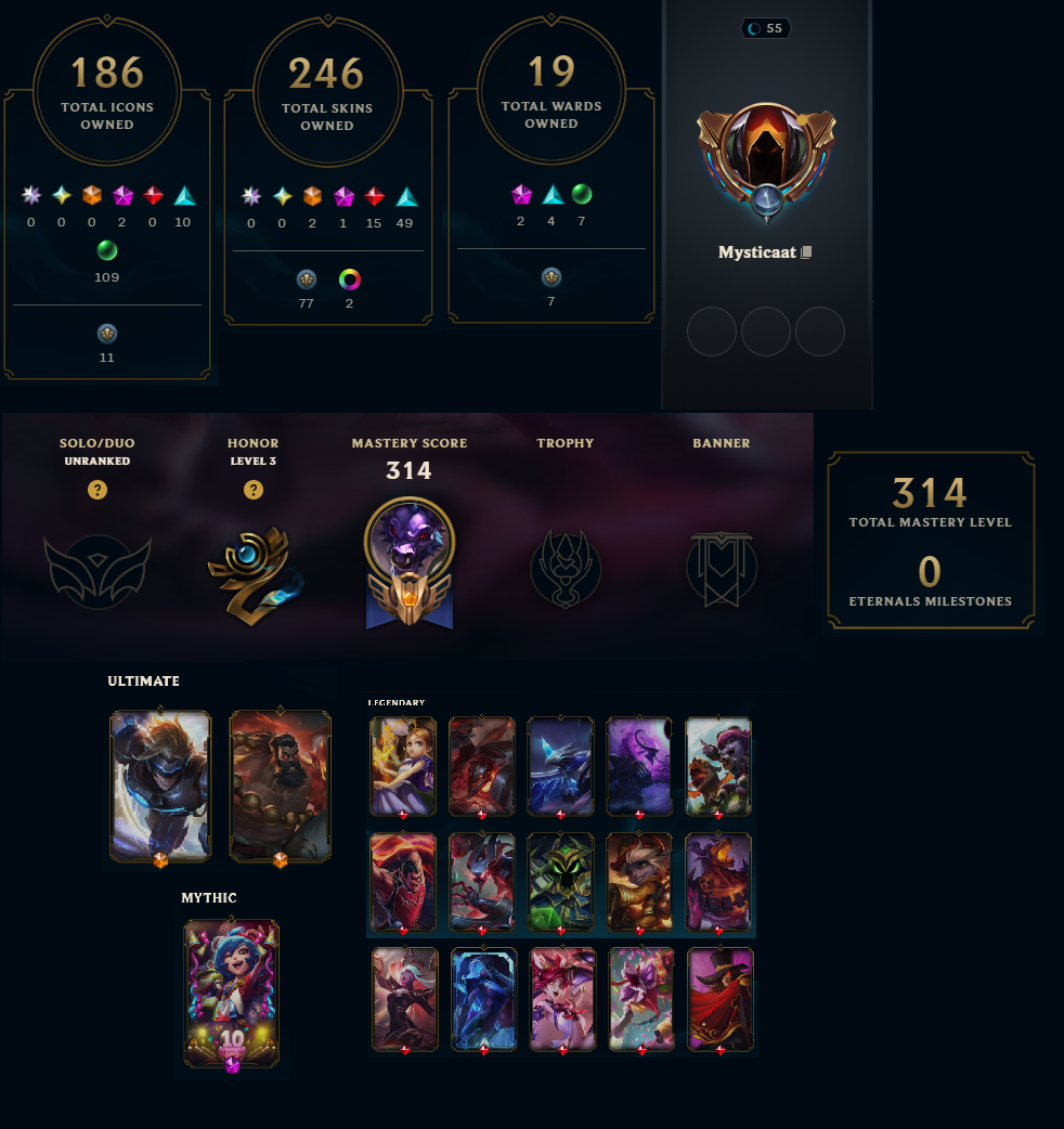 NA | 828 Skins | 177 Champions | Prestige Porcelain Kindred | Prestige K/DA Ahri | Prestige K/DA Ahri (2022) | Prestige Battle Cat Jinx