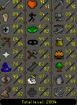 Main | 2030+ Total | 110+ QP | Fire Cape | Skilling Outfits | Rare Pets