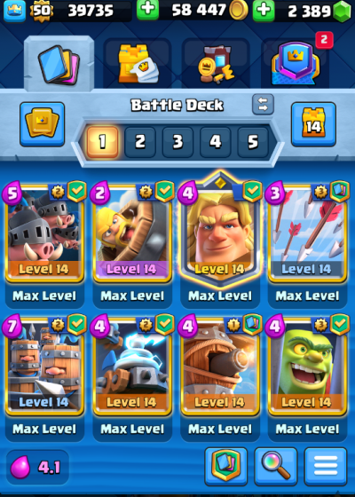 Level 50 | 6651 Trophies | 108 Cards | 30 Maxed | 4 Tower Skins, 49 Emotes | 36k Gold, 7.5k Gems - chicksroy20