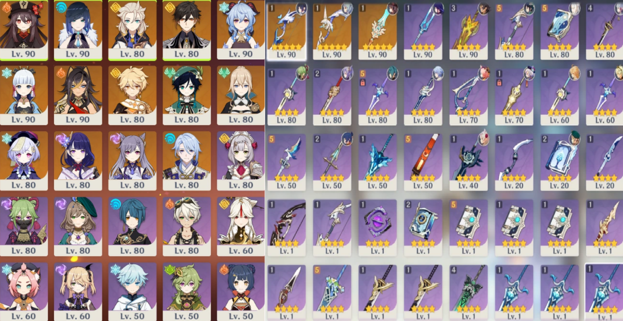 AR 56, EU Male | 46 Characters | Aleksey C6, Anemo C1, Jean C1 - chickspact1097