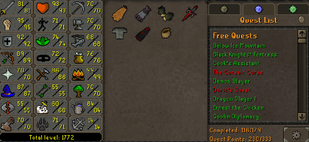 Main | 1770+ Total | 230+ QP | Fire Cape | B Gloves | MA2 Cape