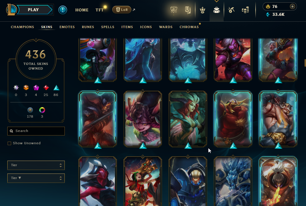 EUW | 436 Skins | 146 Champions | Soulstealer Vayne, Hextech Annie | 4 Mythics | ChicksQLOLS08