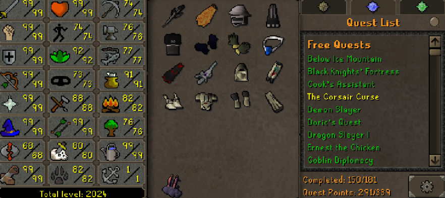 Max Combat Main | 2020+ Total | 290+ QP | Avernic | Fire Cape | Void | Assembler | B Gloves | MA2 Cape | Graceful | Chaos Elemental