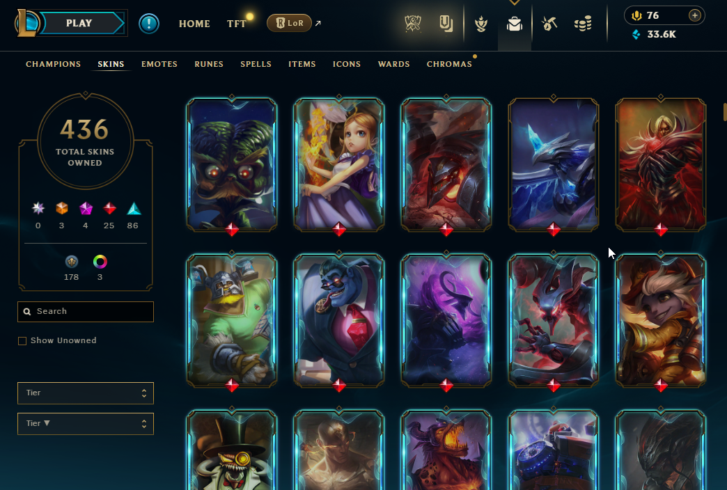 EUW | 436 Skins | 146 Champions | Soulstealer Vayne, Hextech Annie | 4 Mythics | ChicksQLOLS08