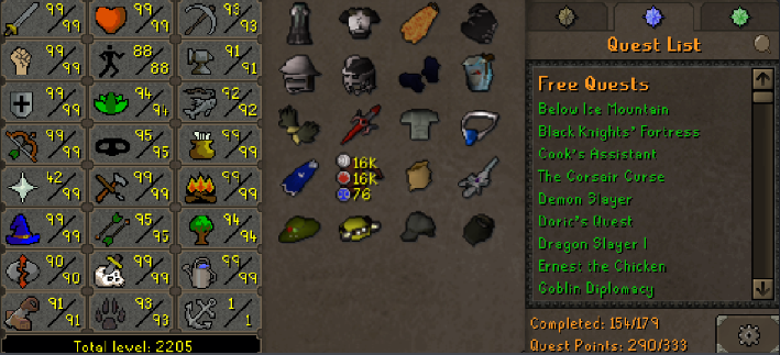 Max Combat Main | 2200+ Total | 290+ QP | E Void | Fire Cape | Assembler | B Gloves | MA2 Cape | Skilling Outfits