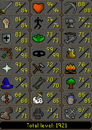 Main | 1920+ Total | 260+ QP | E Void | Fire Cape | Assembler | B Gloves | MA2 Cape | Skilling Outfits | Rocky