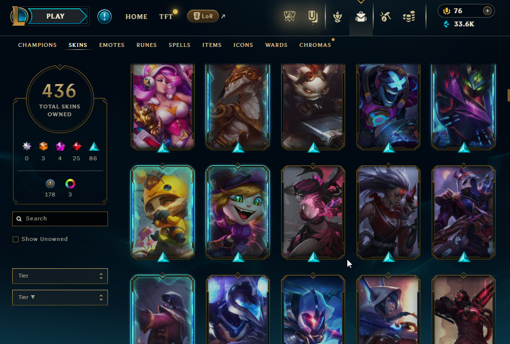 EUW | 436 Skins | 146 Champions | Soulstealer Vayne, Hextech Annie | 4 Mythics | ChicksQLOLS08