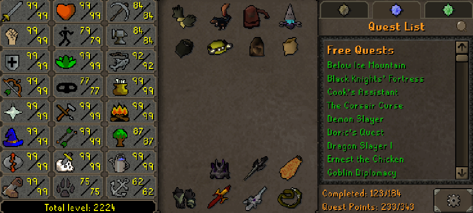 Max Combat Main | 2220+ Total | 230+ QP | Avernic | Fire Cape | B Gloves | Skilling Outfits | Rare Pets