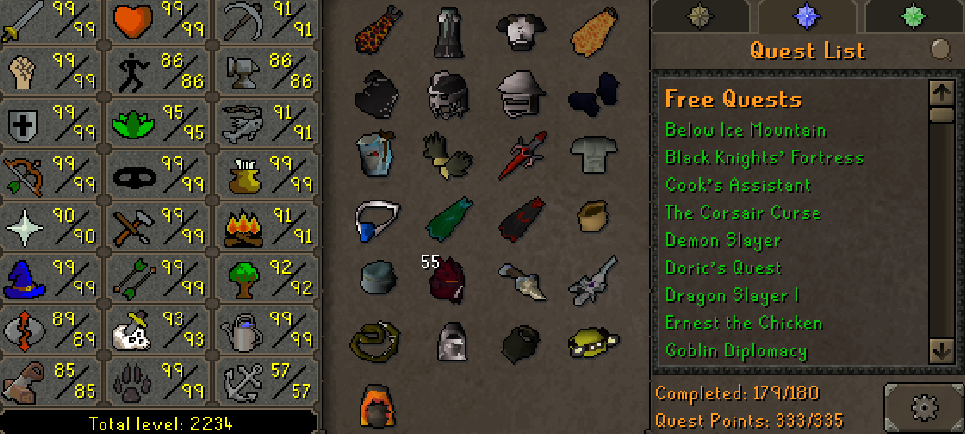 Legacy Max Melee Main | 2230+ Total | 330+ QP | 99 Magic | 99 Ranged | 93 Slayer | 57 Sailing | Infernal | E Void | Fire Cape | Assembler | B Gloves | MA2 Cape | Skilling Outfits