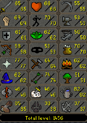 Main | 1450+ Total | 170+ QP | D Def | Skilling Outfits