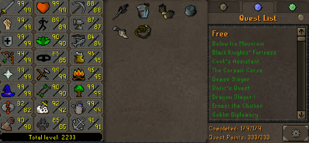 Max Combat Main | 2230+ Total | 333 QP | Avernic | Assembler | B Gloves | Skilling Outfits