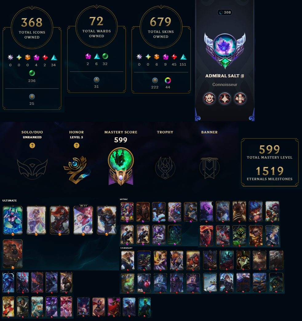 EUW | 679 Skins | 171 Champions | LLS109