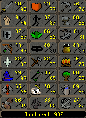 Main | 1980+ Total | 310+ QP | E Void | Fire Cape | Assembler | B Gloves | MA2 Cape | Skilling Outfits