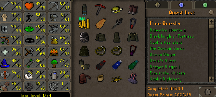 Max Melee Main | 1740+ Total | 200+ QP | Avernic | Fire Cape | B Gloves | MA2 Cape | Rogue's | Rare Pets